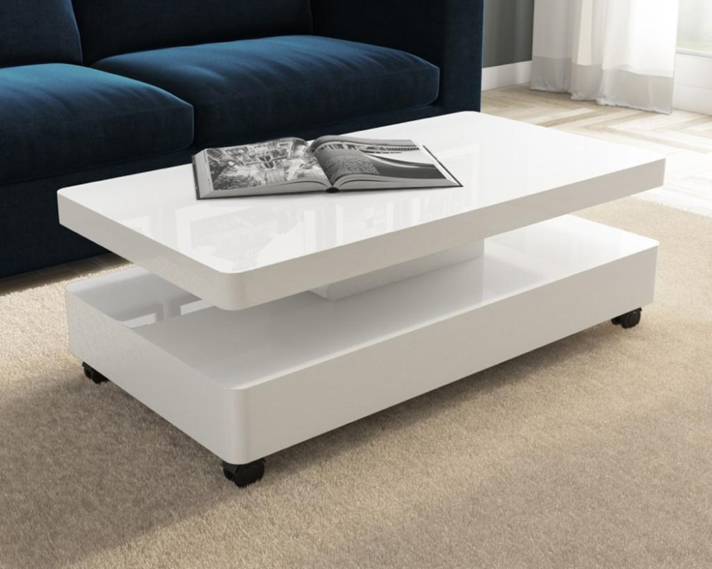 White Gloss LED Coffee Table & Central Table